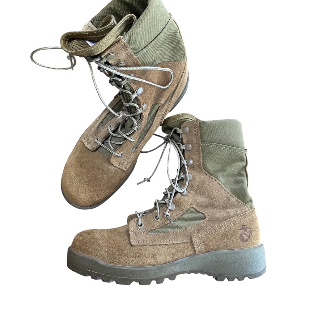 Belleville USMC Combat Boots Mens 6.0 R Suede Nylon EGA Tactical Military Brown